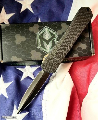 HERETIC KNIVES CUSTOM "MANTICORE X" FULL CARBON FIBER HANDLE Hand Ground DLC Double Edge~ Flamed Titanium
Button/Clip NIB