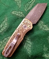 PRO-TECH RUNT 5 Ultimate Custom ~ Fully SHAW ENGRAVED~VEGAS FORGE DAMASCUS ~ BLACK MOP BUTTON NIB - 3 of 9