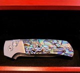 PRO-TECH /TERZUOLA "ATCF" STEEL CUSTOM AUTO KNIFE ABALONE~ NICHOLS LADDER DAMASCUSNIB Authorized Dealer - 1 of 7