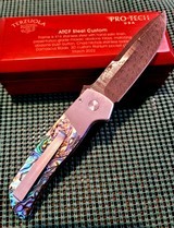 PRO-TECH /TERZUOLA "ATCF" STEEL CUSTOM AUTO KNIFE ABALONE~ NICHOLS LADDER DAMASCUSNIB Authorized Dealer - 3 of 7