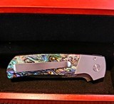 PRO-TECH /TERZUOLA "ATCF" STEEL CUSTOM AUTO KNIFE ABALONE~ NICHOLS LADDER DAMASCUSNIB Authorized Dealer - 5 of 7