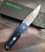 Pro-Tech  TR-3.002 CUSTOMBLUE TITANIUM 2022 MIKE IRIE CUSTOM GROUND MIRROR POLISH  AUTO KNIFE BNIB - 2 of 3