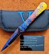 VALLOTTON CUSTOM  "Straight Dagger" AUTO ~ NICHOLS DAMASCUS BLADE & BOLSTER NEW in POUCH Authorized Dealer - 1 of 6