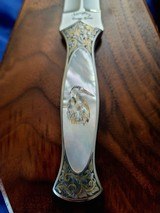 CUSTOM DAGGER by Guild Member GARY LANGLEY~ PEARL, ENGRAVED, GOLD INLAYED, WOOD 