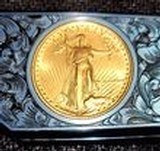 PRO-TECH TR-3 ULTIMATE CUSTOM FULLY ENGRAVED by BRUCE SHAW AMERICAN GOLD EAGLE COIN , DAMASTEEL (PROTO2 of 2) - 4 of 6