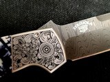 PROTECH / TERZUOLA  ATCF ULTIMATE CUSTOM ~ SHAW Engraved Stainless Steel MASTADON Inlay Nichols DAMASCUS - 9 of 10