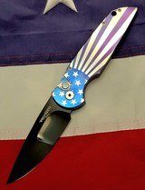 PRO-TECH TR-3 TITANIUM PATRIOTIC ANNODIZED / HAND GROUND MIKE IRIE BLADE BLACK DLC FINISH - 1 of 2