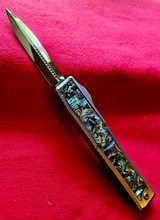 Heretic Knives CUSTOM NYX Stainless OTF with ABALONE INLAY D/A Hand ground Mirror Polish SER# 014 - 1 of 10