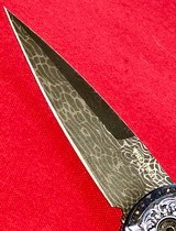 PRO-TECH 2024 ULTIMATE CUSTOM GODSON 006 Italian Engraved Titanium 24k GoldDot inlays Desert Ironwood Damascus Wood box - 4 of 10