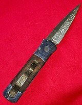 PRO-TECH 2024 ULTIMATE CUSTOM GODSON 006 Italian Engraved Titanium 24k GoldDot inlays Desert Ironwood Damascus Wood box - 3 of 10