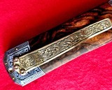 PRO-TECH 2024 ULTIMATE CUSTOM GODSON 006 Italian Engraved Titanium 24k GoldDot inlays Desert Ironwood Damascus Wood box - 8 of 10