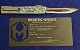 HERETIC KNIVES CUSTOM NYX Stainless/Abalone OTF Mirror Hand Ground - 4 of 8