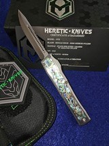 HERETIC KNIVES CUSTOM NYX Stainless/Abalone OTF Mirror Hand Ground