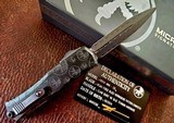 Microtech Mini Hera II D/E Signature Series Claw Burst Deep Engraved ~ Vegas Forge Blued Herringbone Pattern Damascus BNIB - 1 of 4