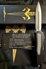 Marfione Custom Auto OTF Knife ATREUS (ZERO BLADE PLAY) Double Edge Cryo Ice Finish w/ Titanium Inlay, COA,Pouch, New in Box - 1 of 7