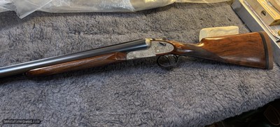 AYA mod 53 hvy duty 12 ga, gold washed 7 pin detachable locks, Purdey 3rd byte, side clips, deep full-coverage eng,1957 quality-98%, BT, strt grp