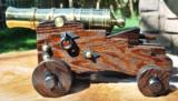 Brook's USA Brass 24 Pounder Black Powder Cannon Mounted on My Custom Rendition of 18th Century Naval/Ships Carriage. - 7 of 11