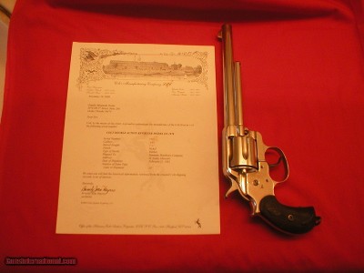1878 COLT DOUBLE ACTION 44 CALIBER REVOLVER, 7 1/2 Barrel, Nickel Plated.
