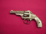 MERWIN HULBERT SMALL FRAME DBL. ACTION FULLY ENGRAVED 32CAL. NICKEL REVOLVER MOTHER OF PEARL GRIPS