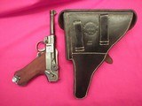GERMAN P.08 LUGER CODE 42 DATED 1940 PISTOL BY MAUSER, 9MM, 4 INCH BARREL WITH HOLSTER. ALL NUMBERS MATCH EXCEPT CLIP. - 11 of 12
