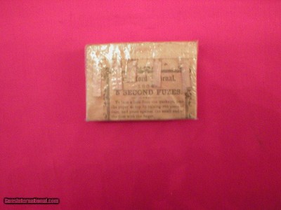 RARE CIVIL WAR PACK OF 5, 5 SECOND ARTILLERY FUZES FROM FRANKFORD ARSENAL, SEALED BOX, DATED 1864