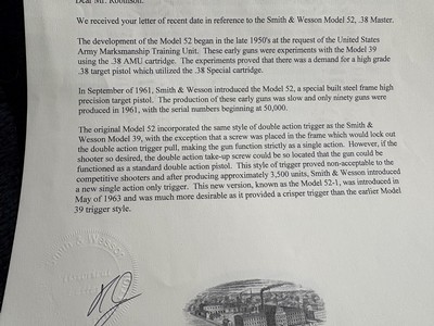Smith & Wesson 52-1 w/Factory Letter! - Image 6 of 7