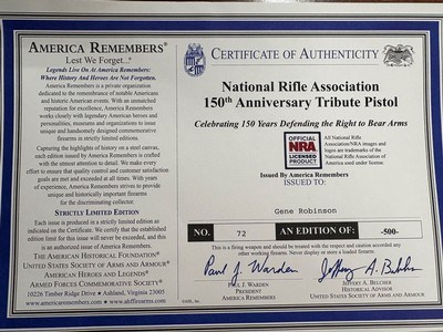 Colt NRA 150TH Commemorative Gold Inlaid - NOS!! - Image 3 of 3