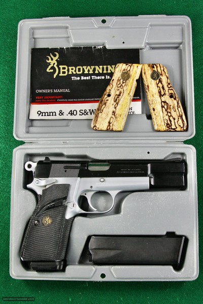 Browning HI POWER TWO TONE SIGNATURE MODEL 9MM Luger Semi Automatic Pistol with Fully Checkered Wrap Around Grips