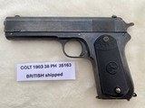 COLT Model 1903 Pocket Hammer 38 auto British marked - 1 of 13