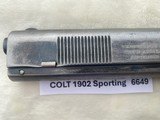 COLT 1902 38 acp auto rare and NICE Original Sporting model - 7 of 15