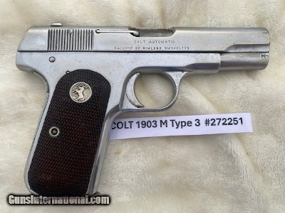 COLT 1903 Pocket Hammerless Type 3 Model M Nickel Matching