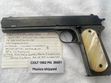 Colt 1902 Military Mexican shipped Pearl Grips with Colt Archive Letter - 1 of 13