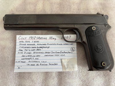 COLT 1902 Sporting pistol 38 acp # 6687