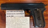 COLT 1900 38 automatic pistol mfg 1902