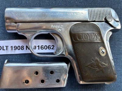 COLT 1908 Model N Nickel Vest Pocket 25 early - Image 9 of 9