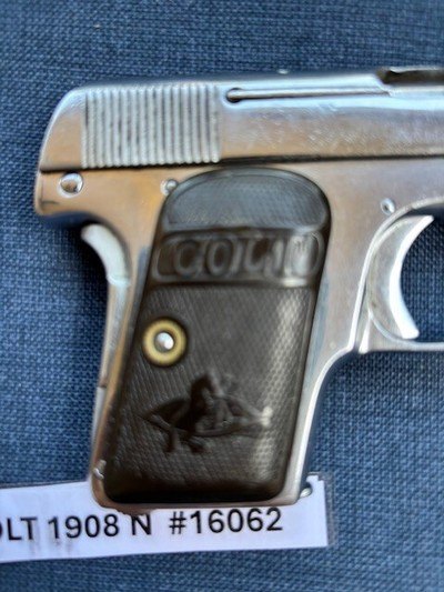 COLT 1908 Model N Nickel Vest Pocket 25 early - Image 3 of 9