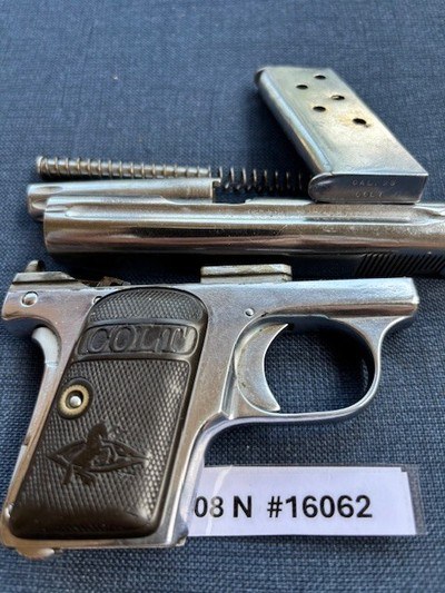 COLT 1908 Model N Nickel Vest Pocket 25 early - Image 6 of 9