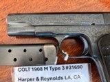 ENGRAVED COLT 1908 380 Model M Pocket Hammerless - Image 4 of 15