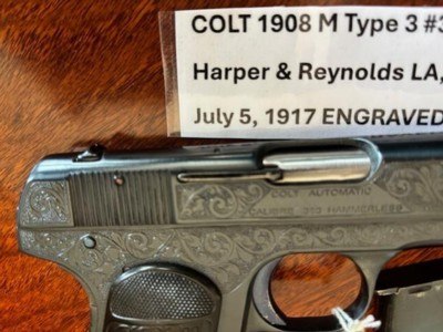 ENGRAVED COLT 1908 380 Model M Pocket Hammerless - Image 10 of 15