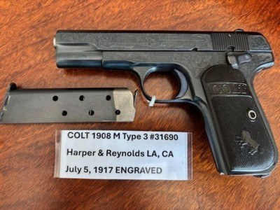 ENGRAVED COLT 1908 380 Model M Pocket Hammerless - Image 3 of 15