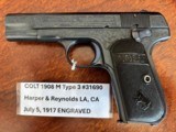 ENGRAVED COLT 1908 380 Model M Pocket Hammerless - Image 2 of 15