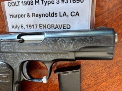 ENGRAVED COLT 1908 380 Model M Pocket Hammerless - Image 9 of 15