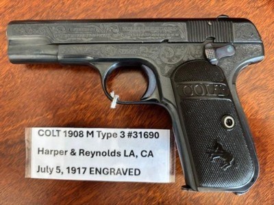 ENGRAVED COLT 1908 380 Model M Pocket Hammerless - Image 2 of 15