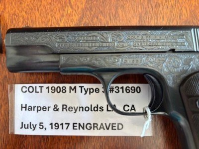 ENGRAVED COLT 1908 380 Model M Pocket Hammerless - Image 14 of 15