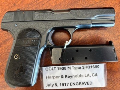 ENGRAVED COLT 1908 380 Model M Pocket Hammerless - Image 1 of 15