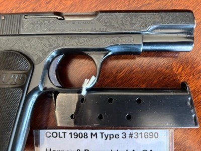 ENGRAVED COLT 1908 380 Model M Pocket Hammerless - Image 6 of 15