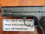 ENGRAVED COLT 1908 380 Model M Pocket Hammerless - Image 14 of 15