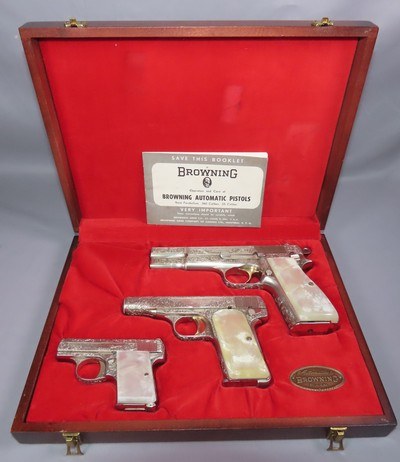 Set of 3 Browning Belgium Renaissance Pistols