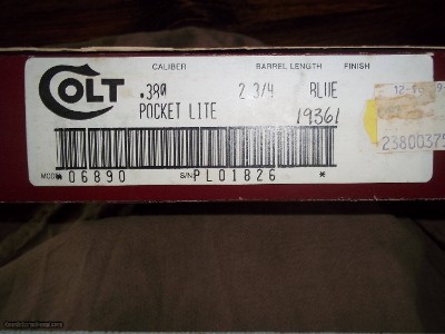 COLT FACTORY BOX FOR POCKET LITE .380