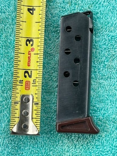 VINTAGE WALTHER WWII 7.65MM .380 ACP7 RD MAG W/ BROWN EXTENSION FINGER BASE